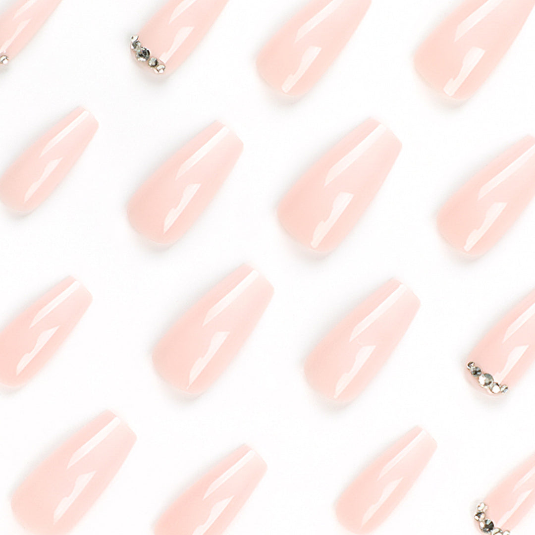 Artful Nail Extensions with Elegant Ombre Design and Rhinestone Accents Stornfield