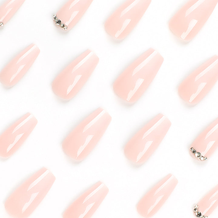 Artful Nail Extensions with Elegant Ombre Design and Rhinestone Accents Stornfield