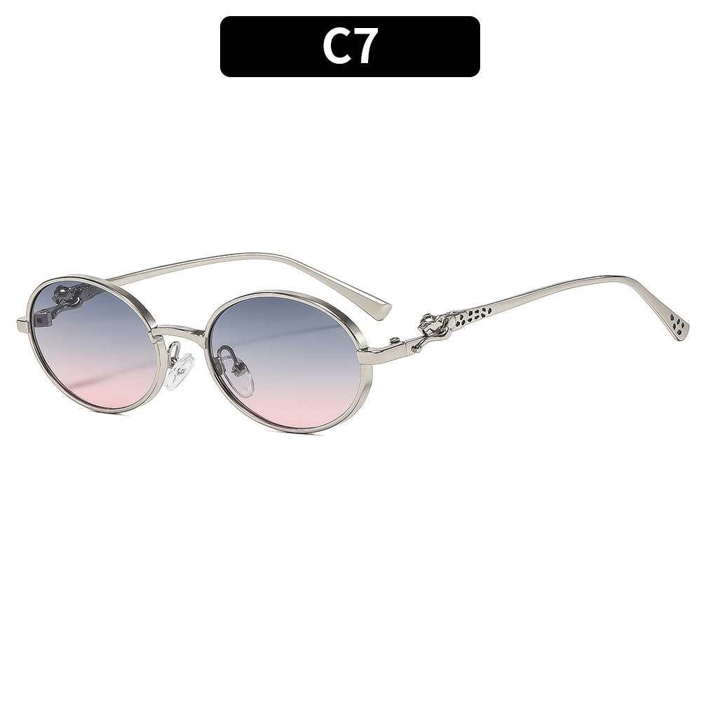 Stylish Round Sunglasses with Unique Metal Accents