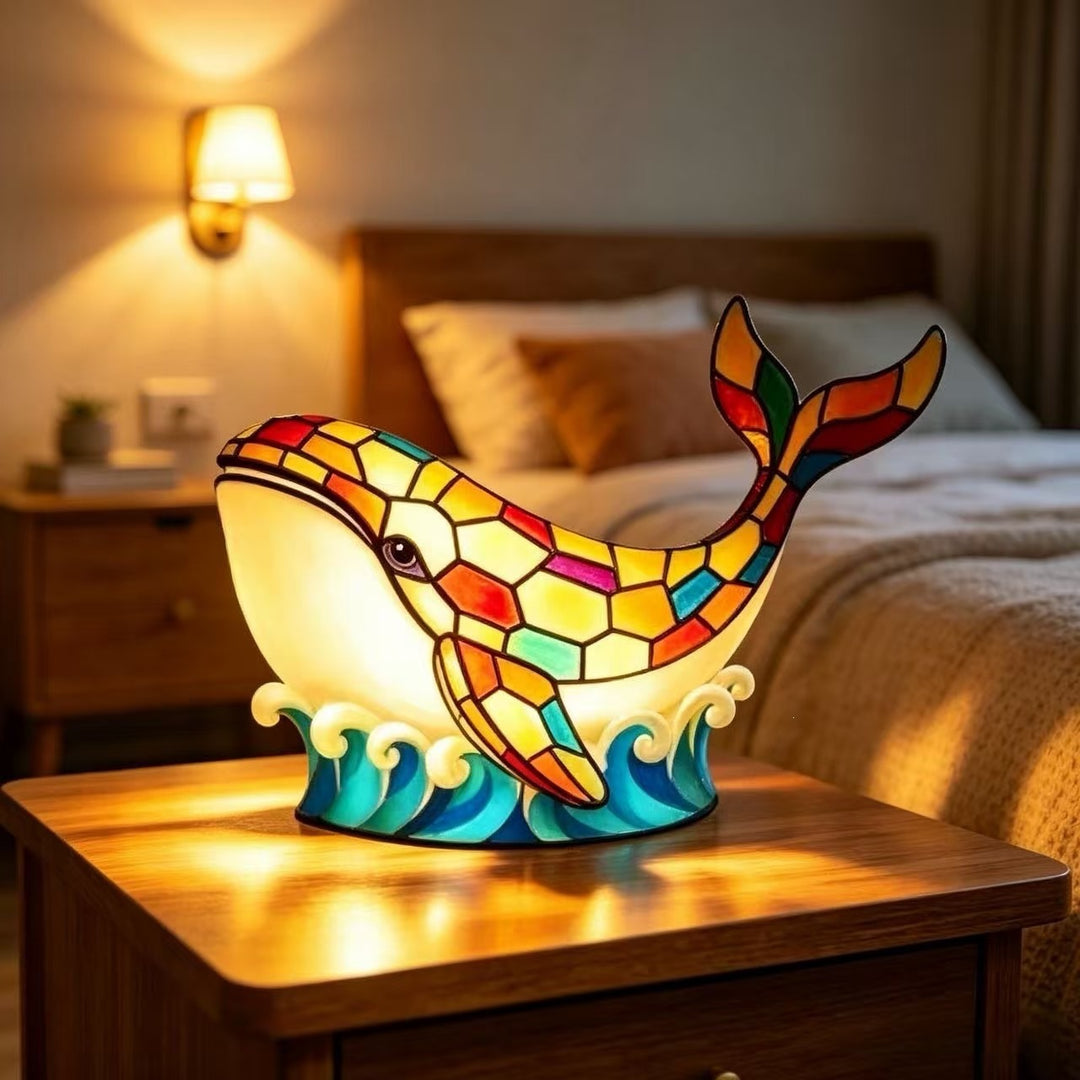 Stained Glass Dolphin Night Light Lamp Stornfield