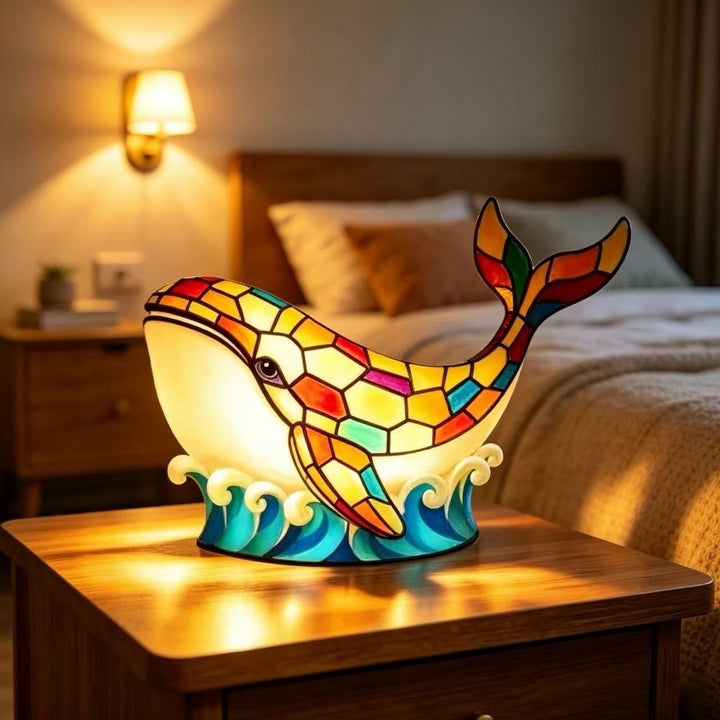 Stained Glass Dolphin Night Light Lamp Stornfield