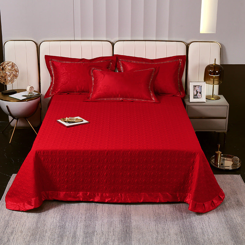 Quilted Microfiber Matelassé Bedspread with Satin Border & Matching Pillow Shams