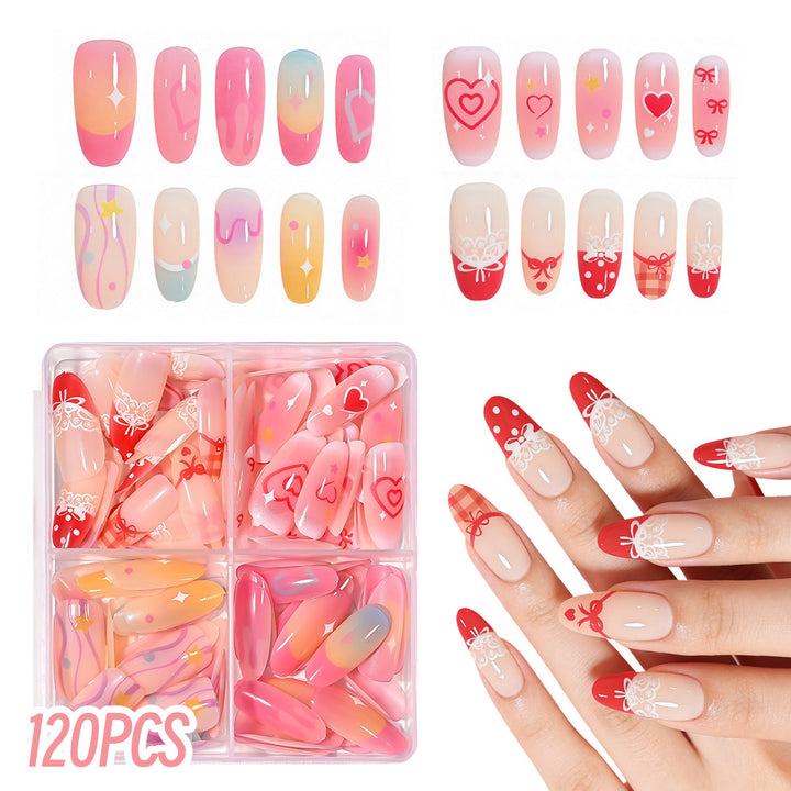 Heart-Themed Press-On Nail Art Set
