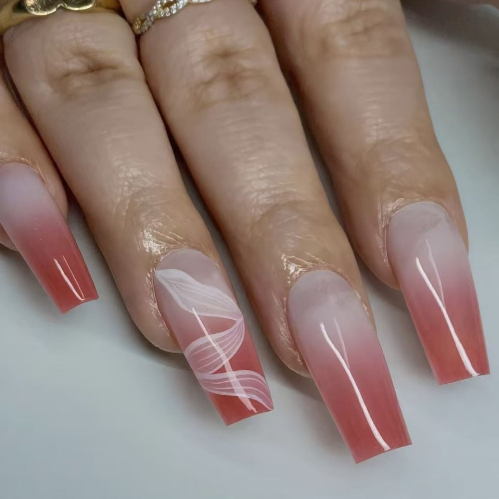 Artificial nails with elegant ombre and marble effects Stornfield
