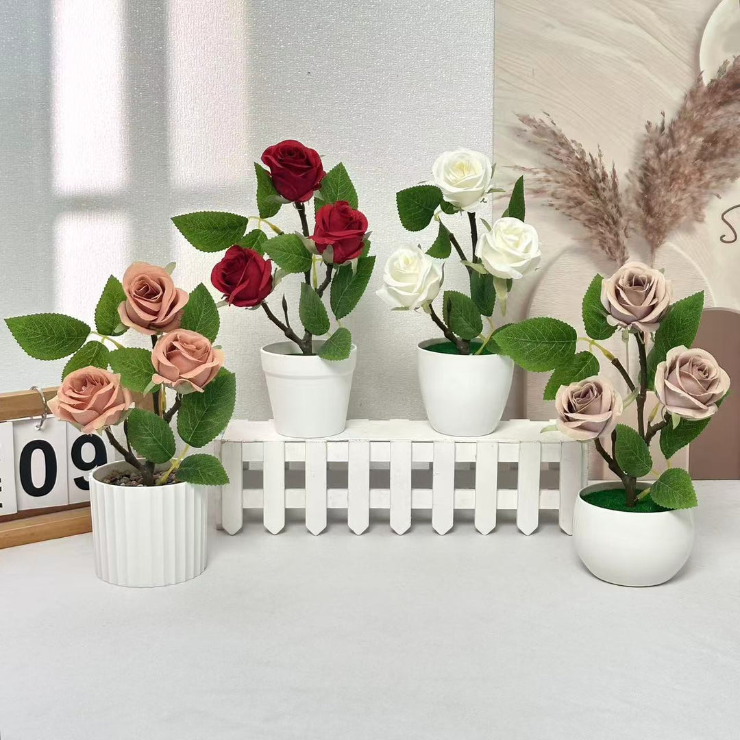 Elegant Artificial Rose Plant Arrangement for Home Decor