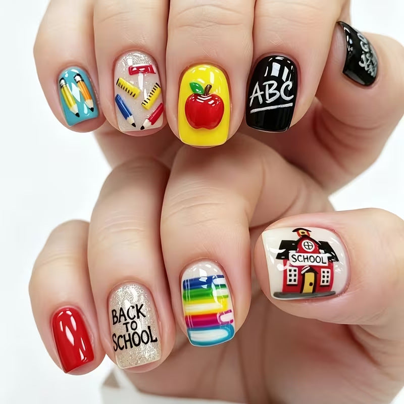 Creative School-Themed Nail Art Set Stornfield