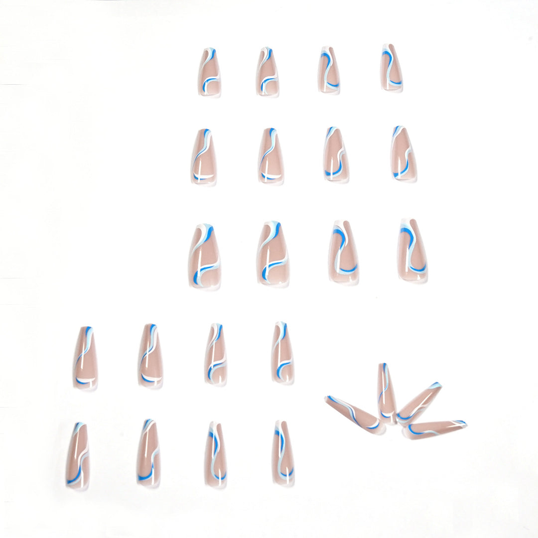 Creative Nail Extensions with Wave Pattern Stornfield