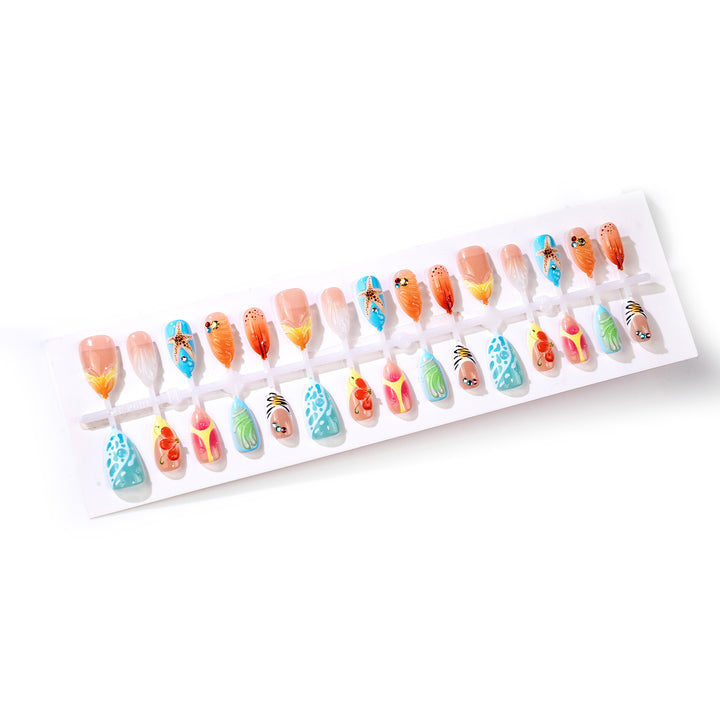 Artistic Beach-Themed Press-On Nail Set Stornfield