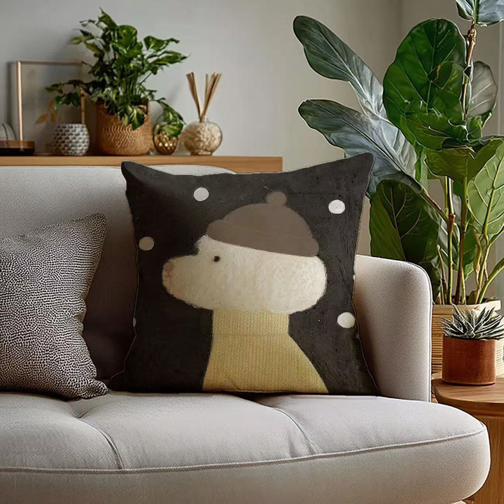 Plush Decorative Dog-Themed Throw Pillow