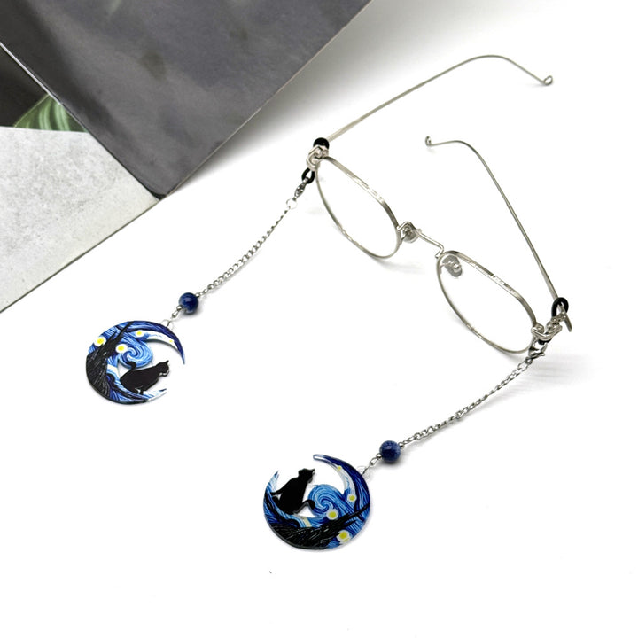 Artistic Cat and Moon Dangle Eyewear Chain Stornfield