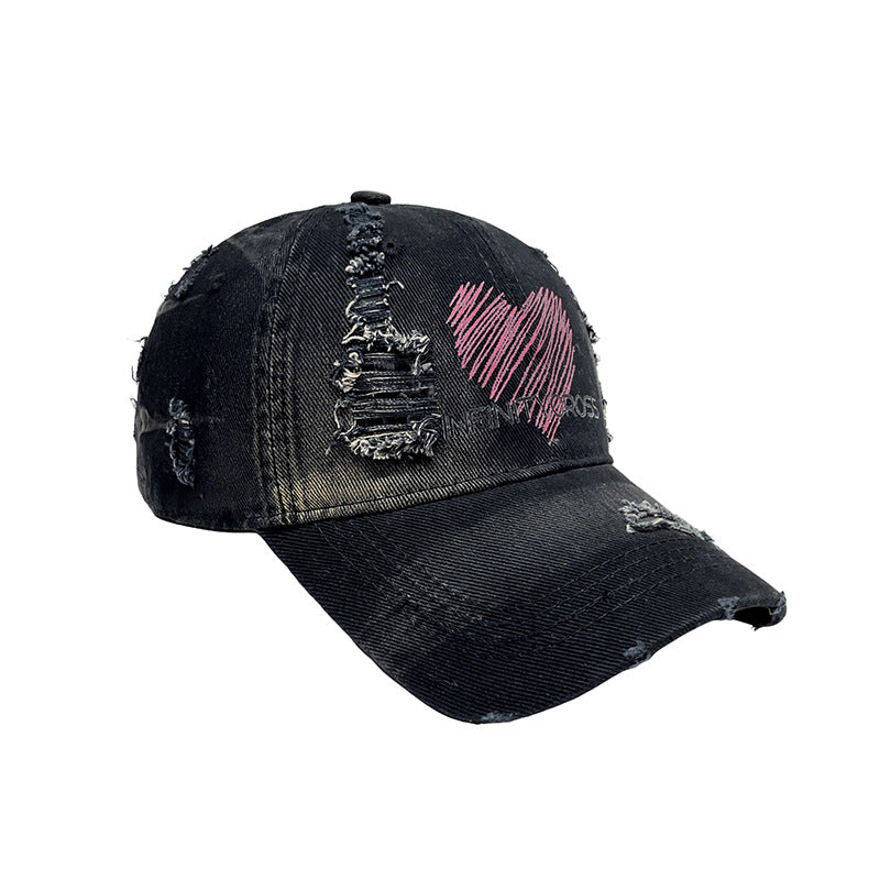 Women's Distressed Heart Embroidered Baseball Cap Stornfield