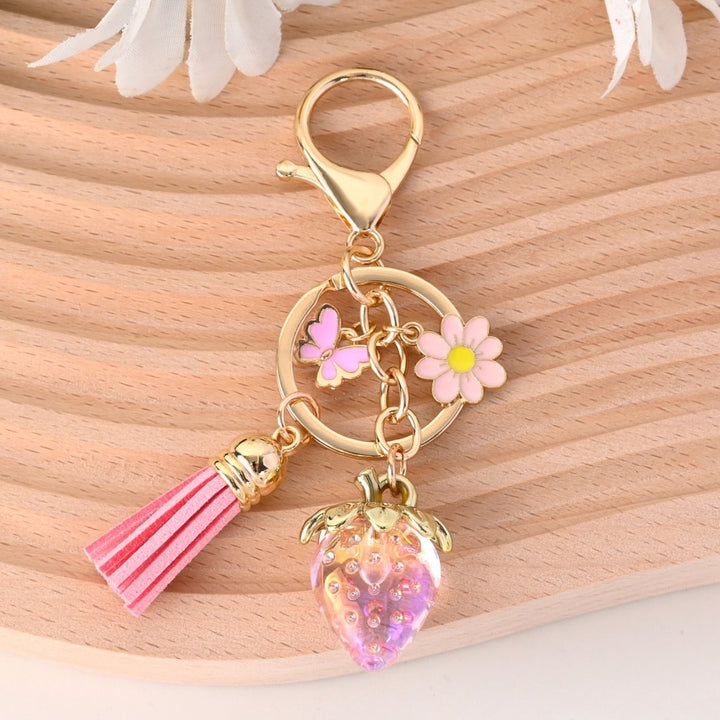 Keychain with Fruity Strawberry Design Stornfield