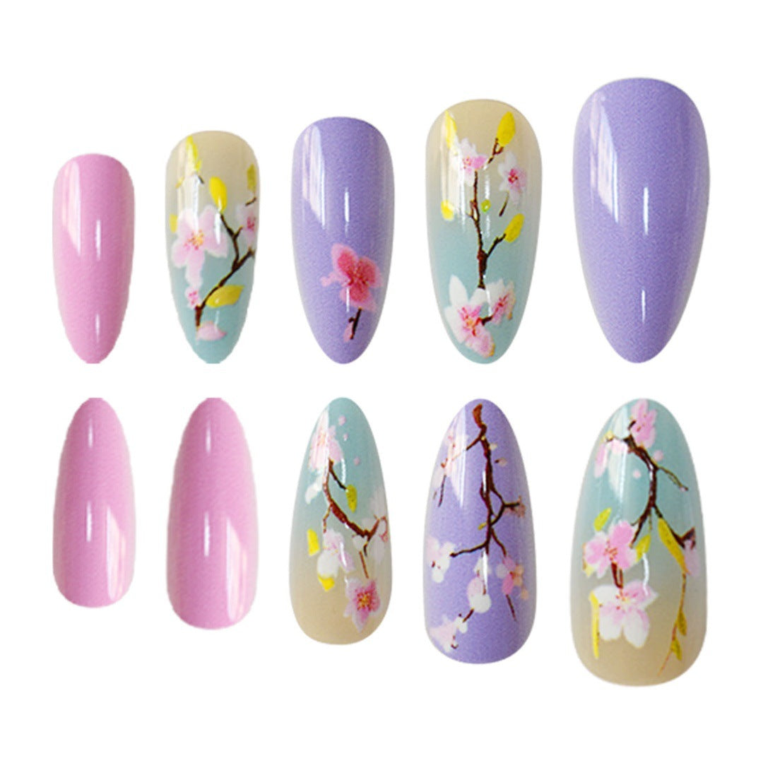 Artistic Floral Press-On Nail Enhancements Stornfield