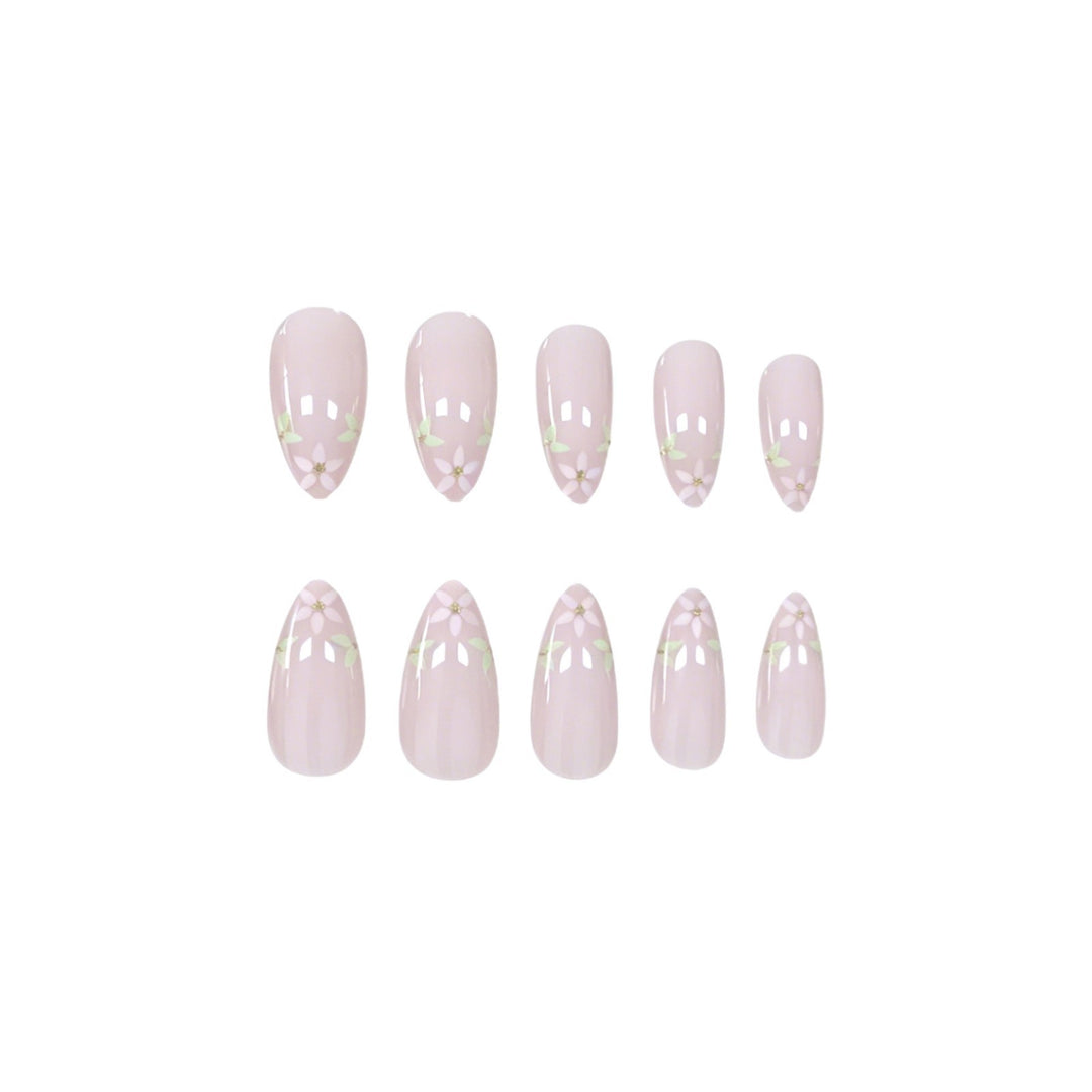Elegant Floral French Tip Nail Art Extensions Stornfield