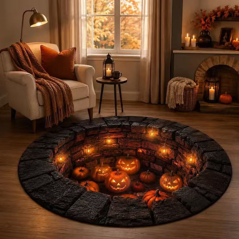 3D Pumpkin Themed Area Rug