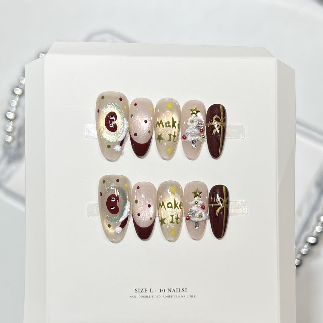 Glittery Press-On Nail Art Set with Snowflake Design Stornfield