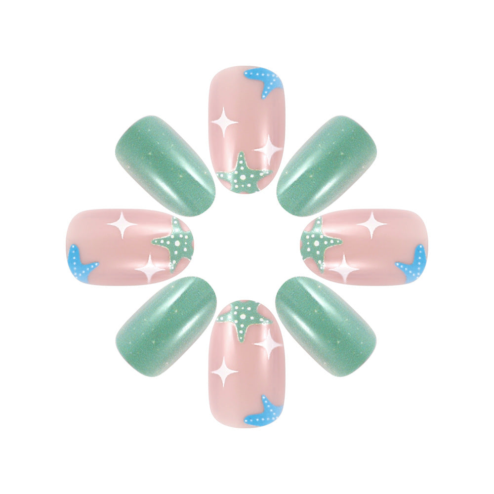Artistic Ocean-Themed Press-On Nails Stornfield