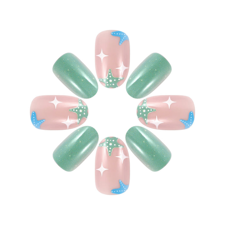 Artistic Ocean-Themed Press-On Nails Stornfield