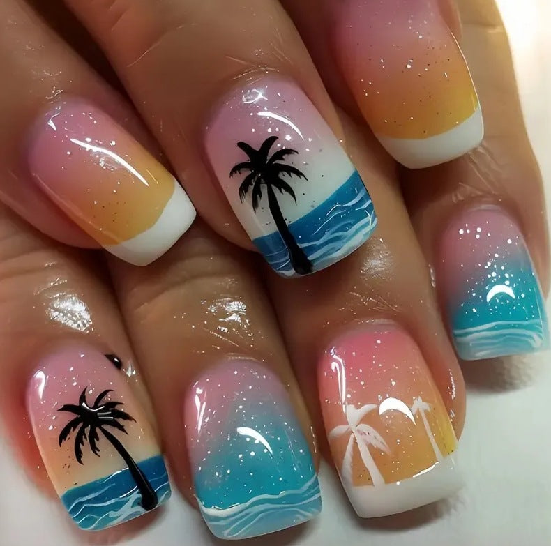 Artistic Summer-Themed Acrylic Nail Design Stornfield