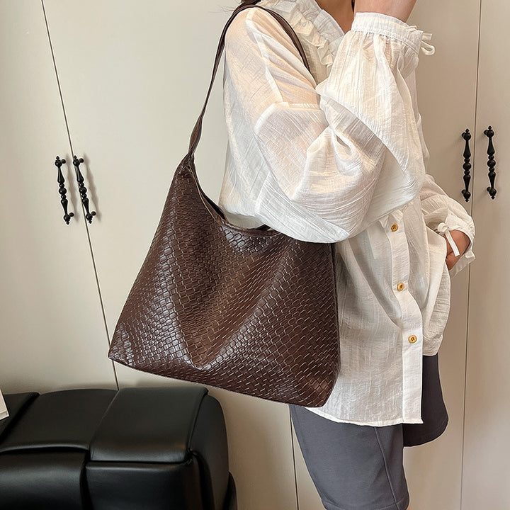 Sleek Textured Leather Hobo Handbag Stornfield