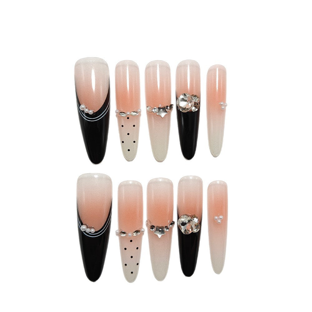 Elegant Stiletto Fake Nails with Sparkling Rhinestone Details Stornfield