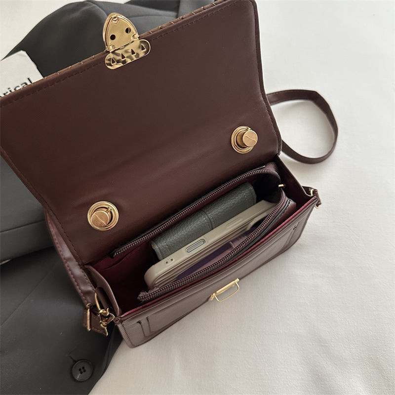 Woven Leather Handheld Satchel
