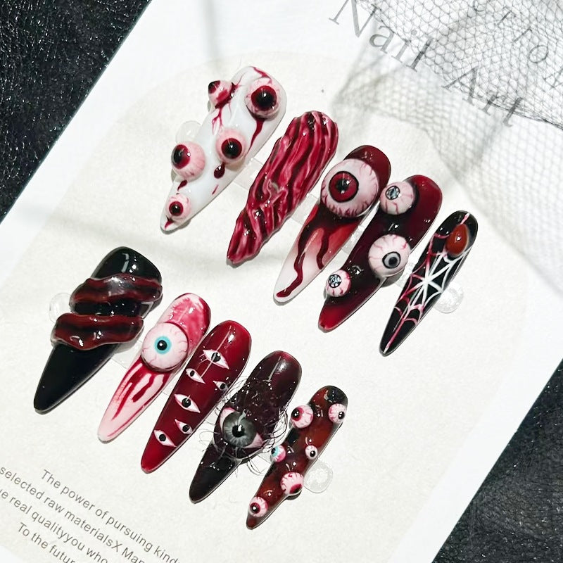 Creative Pastel Nail Set with Creepy Designs Stornfield