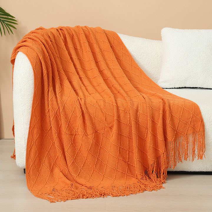 Women Elegant and stylish living and cuddly blanket with fringes Stornfield