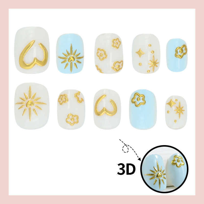 Artificial nail set with floral and geometric designs Stornfield