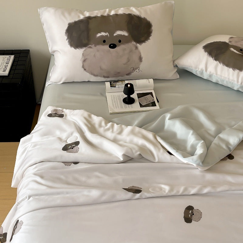 Cute Cartoon Dog-Themed Bedding Set