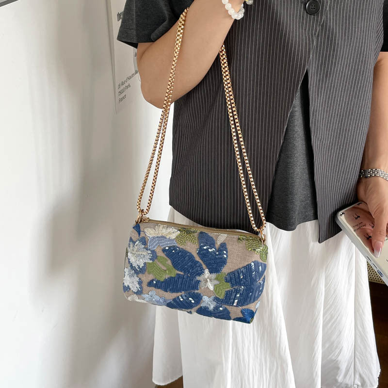 Floral Sequin Clutch Bag