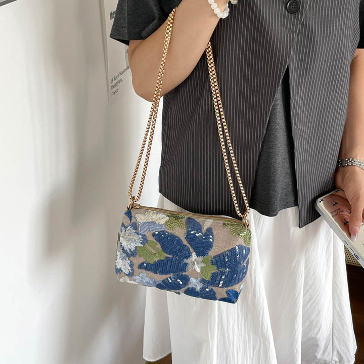 Floral Sequin Clutch Bag