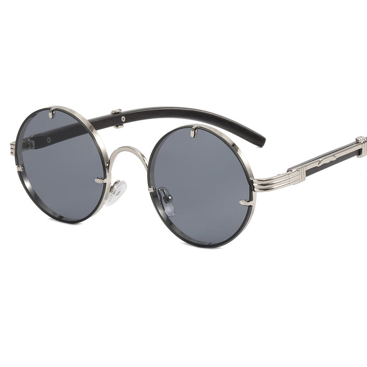 Ladies round sunglasses with luxurious wooden frame and golden accents Stornfield