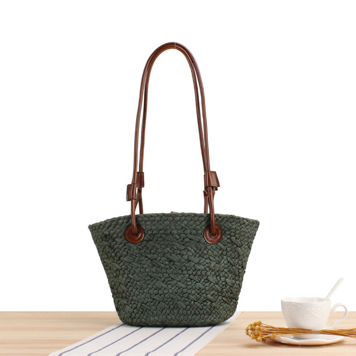 Handbag Made of Natural Weave with Leather Handles Stornfield