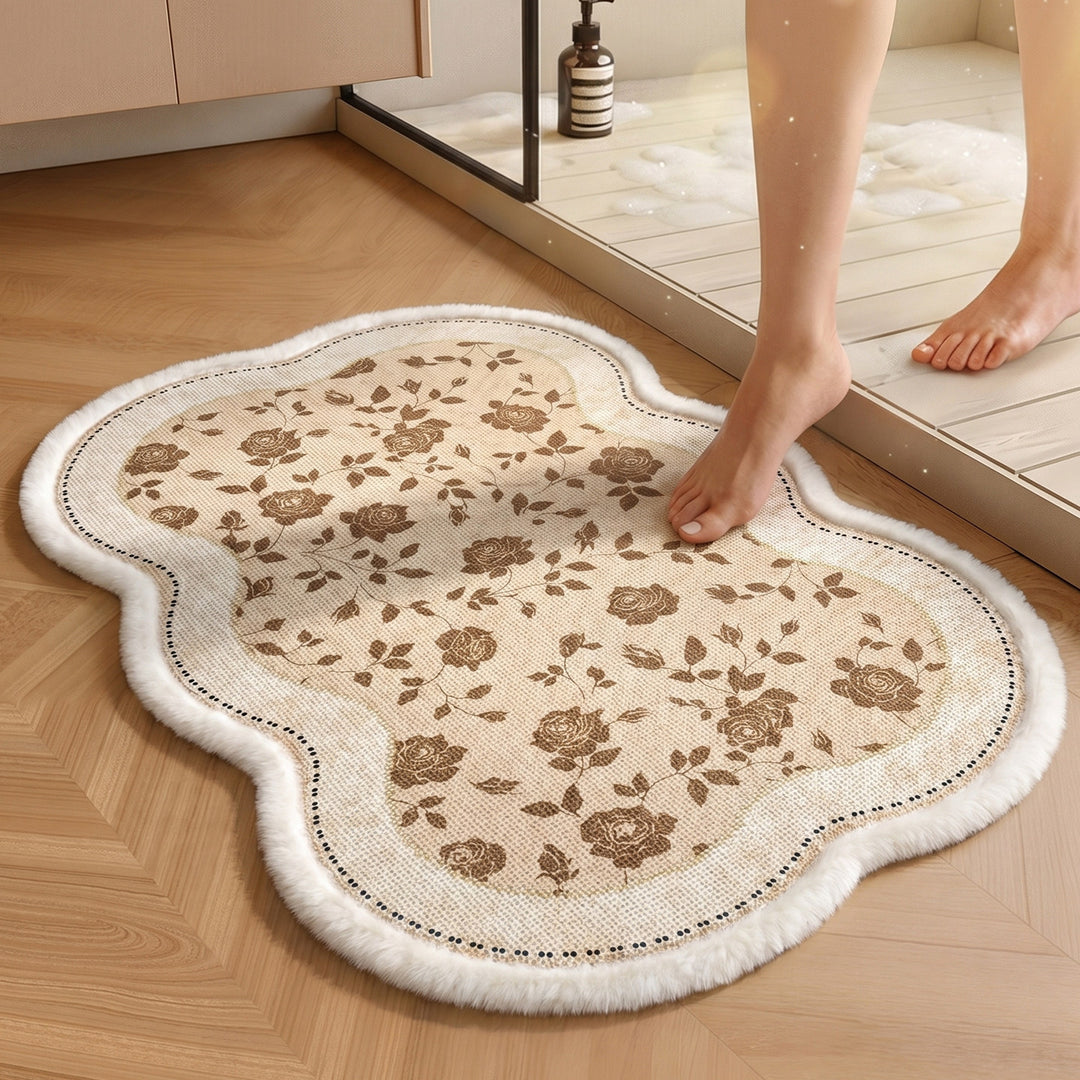 Floral Patterned Area Bath Mat