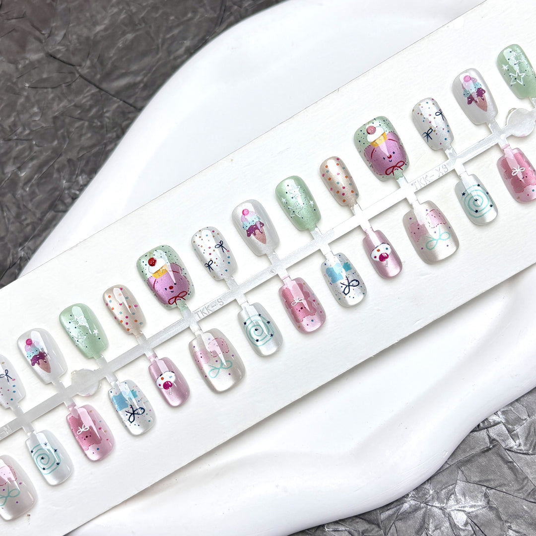 Whimsical Dessert-Themed Press-On Nail Set