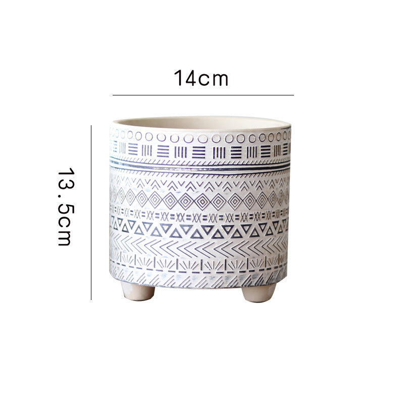 Decorative plant pot with geometric pattern Stornfield
