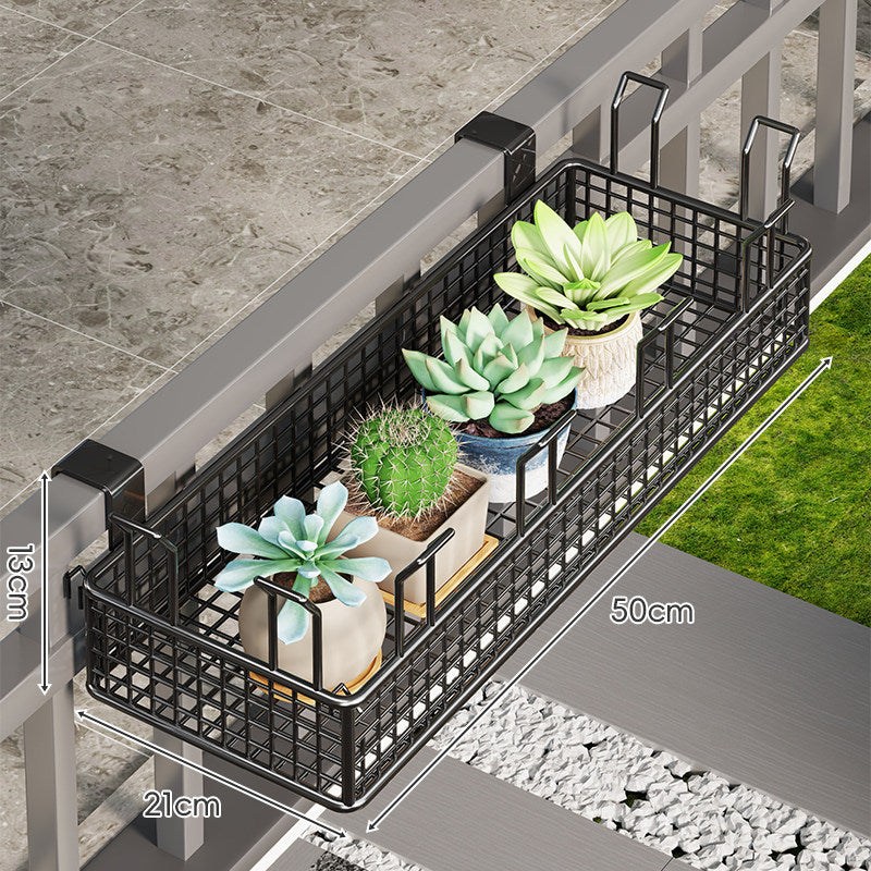 Clamp-On Balcony Rail Planter Basket with Metal Grid Reservoir