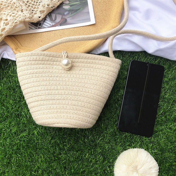 Handmade Macrame Bag with Bead Accent Stornfield
