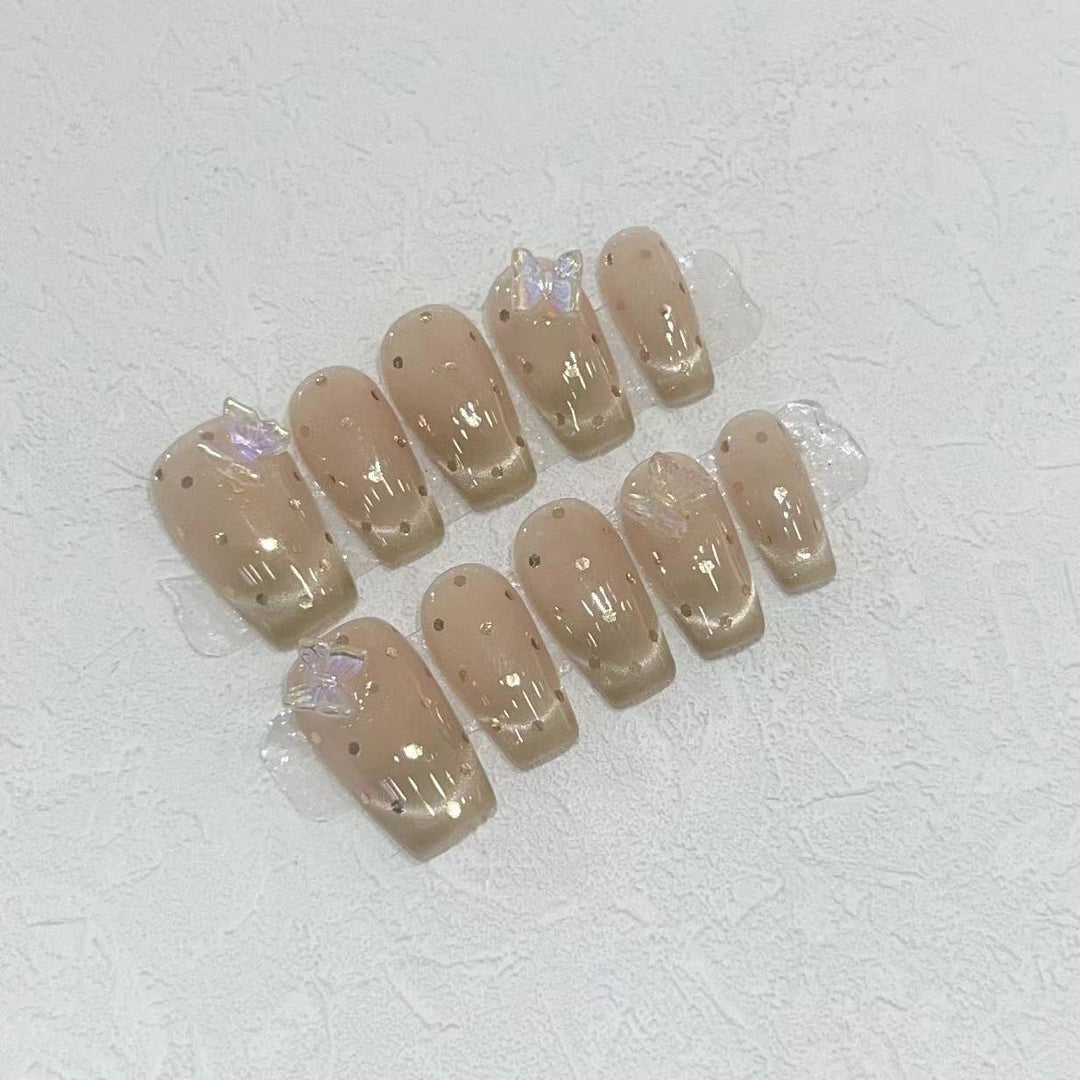 Premium Press-On Nail Set with Iridescent Accents Stornfield