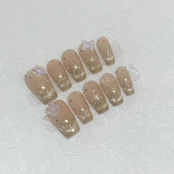 Premium Press-On Nail Set with Iridescent Accents Stornfield