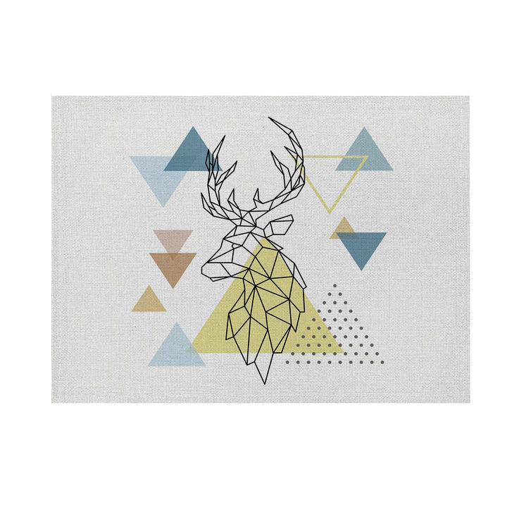 Modern Geometric Linen-Texture Canvas Wall Art Print