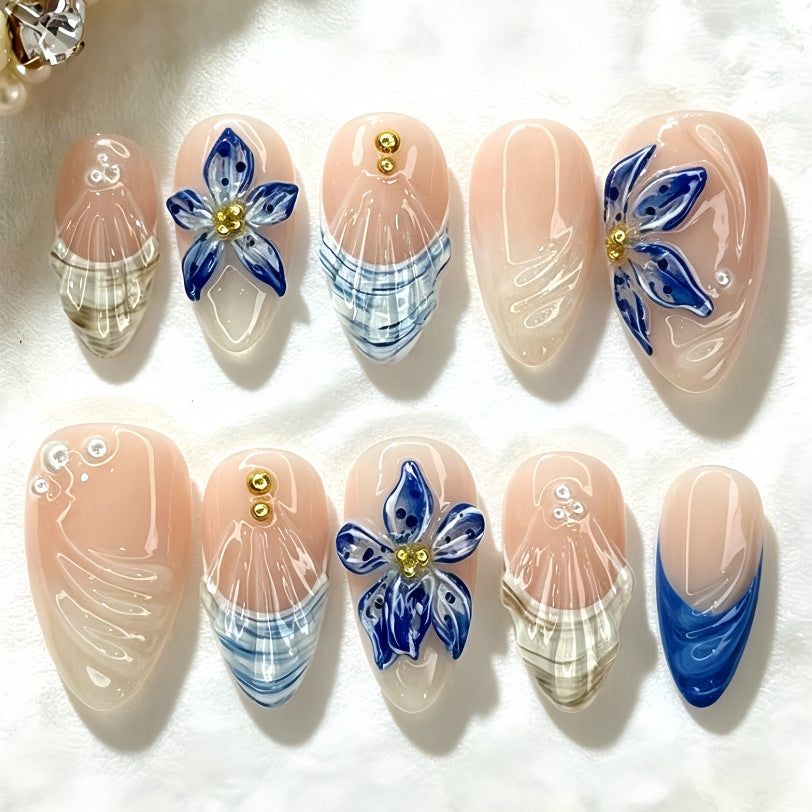 Stylish 3D Flower Motif Artificial Nails Stornfield