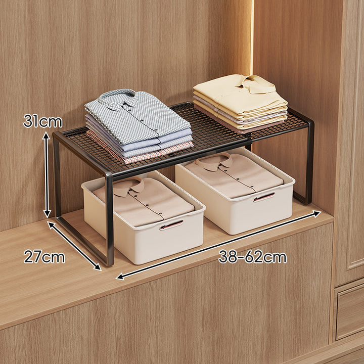 Adjustable Mesh Shelf Riser for Closet Countertop and Cabinet