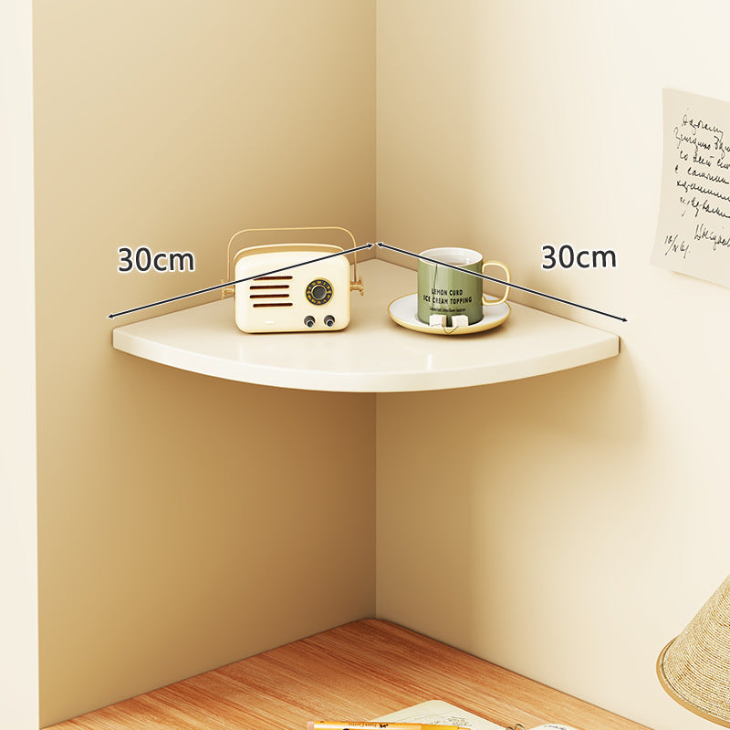 Solid Wood Corner Shelf with Metal Support Brackets
