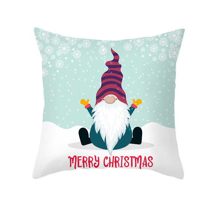 Holiday Decorative Throw Pillow Plush Polyester Cover Festive Santa Reindeer Snowman Print