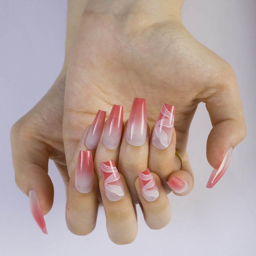 High-gloss artificial nails with rose effect Stornfield