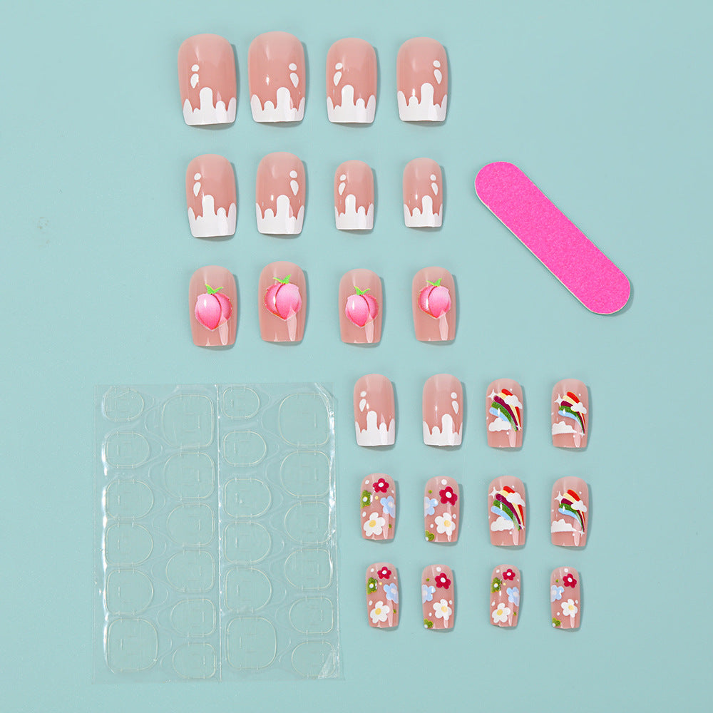 Artificial nails with cheerful flower designs Stornfield