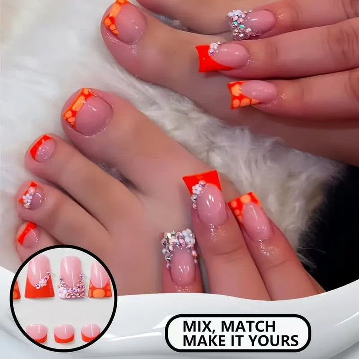 Decorative Press-On Nail Set with Vibrant Shapes and Gems Stornfield