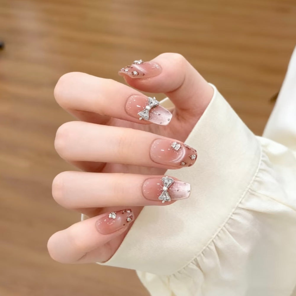 Decorative Rhinestone Bow Press-On Nail Set Stornfield